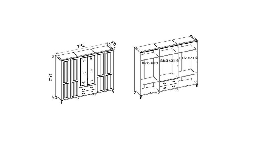 Andera 6-türiger Kleiderschrank
