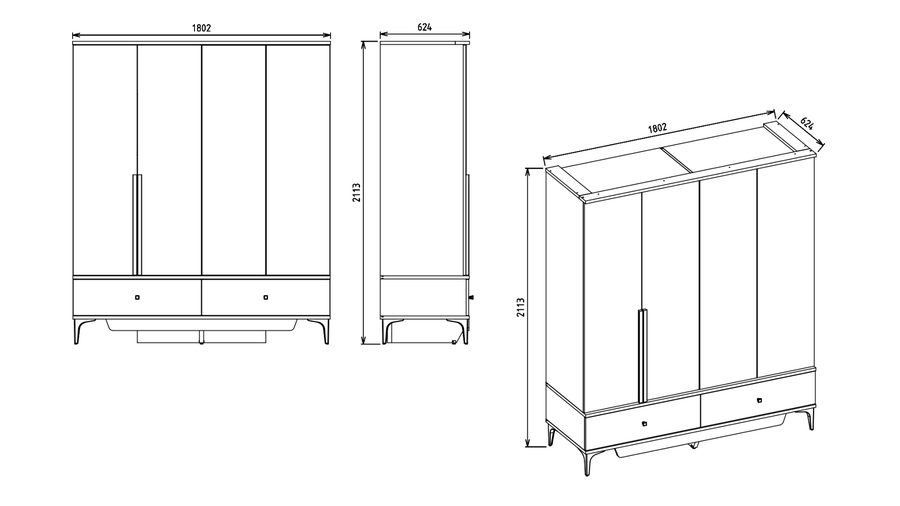 Anton 4-türiger Kleiderschrank