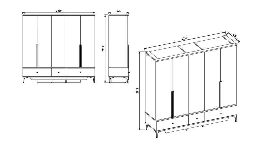 Anton 5-türiger Kleiderschrank
