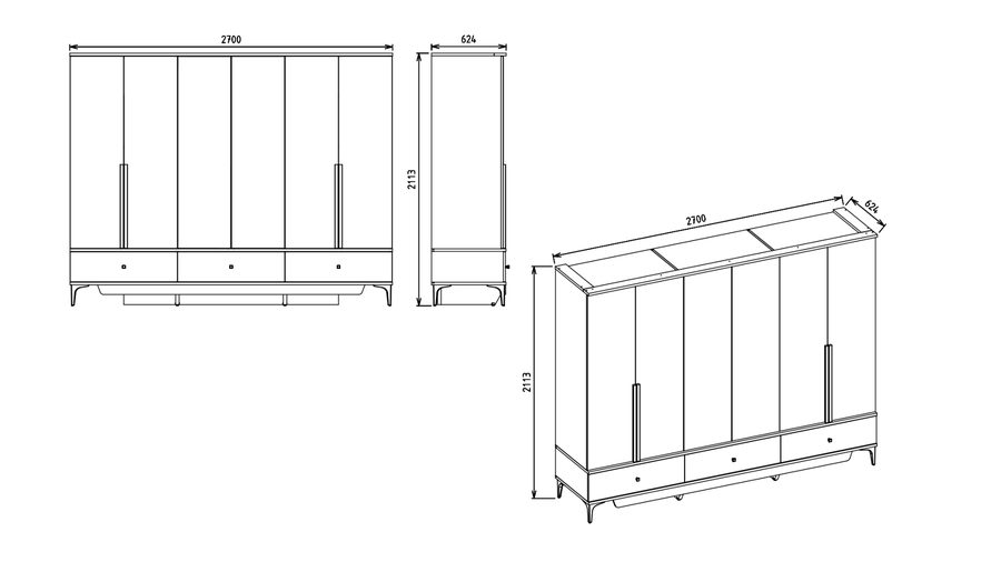 Anton 6-türiger Kleiderschrank