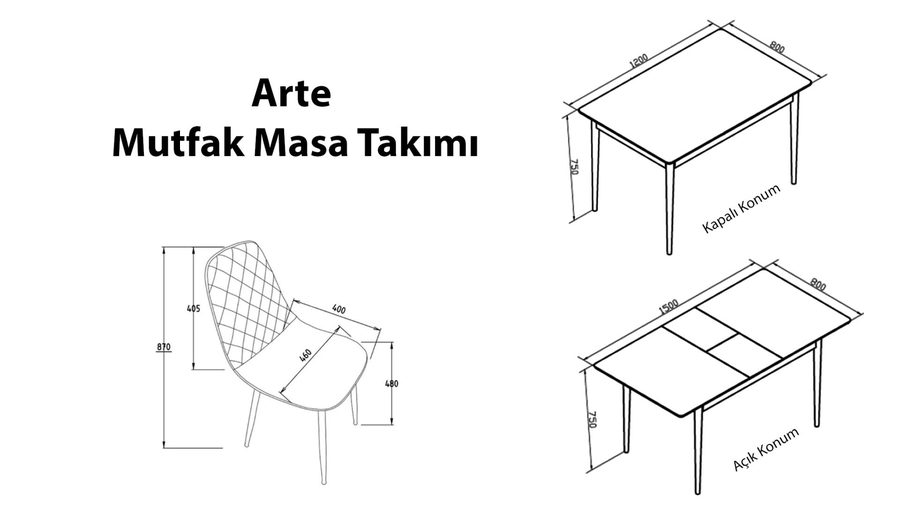 Arte Küchentisch-Set ausziehbar
