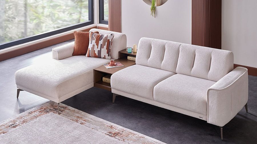 Atlanta Wohnlandschaft Modular - Creme - Bronze-Füße