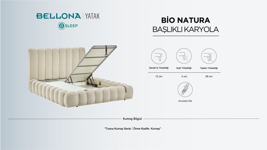 Bio Natura mit Kopfteil Bettgestell Set - Beige