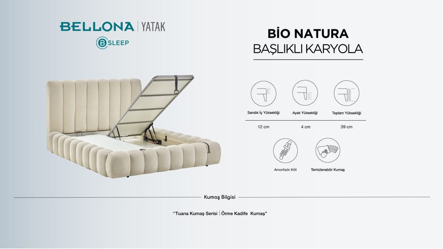 Bio Natura mit Kopfteil Bettgestell Set - Taupe