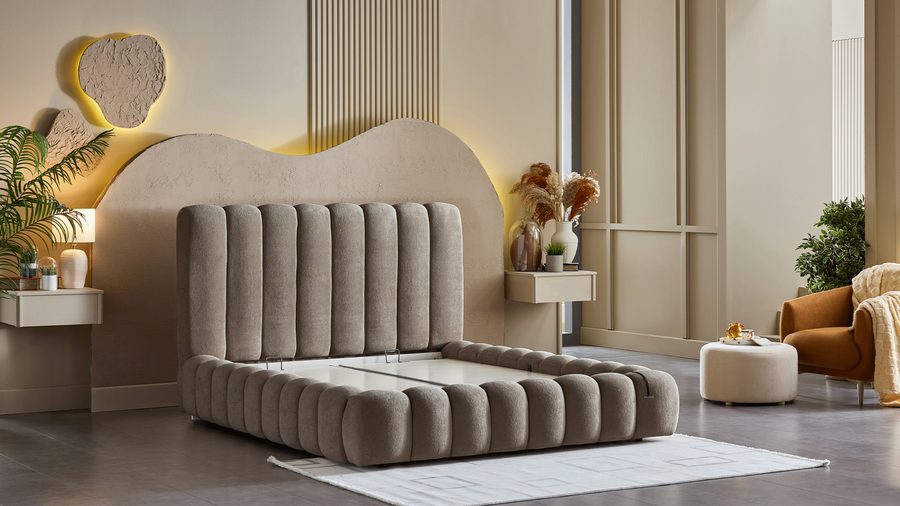 Bio Natura mit Kopfteil Bettgestell Set - Taupe