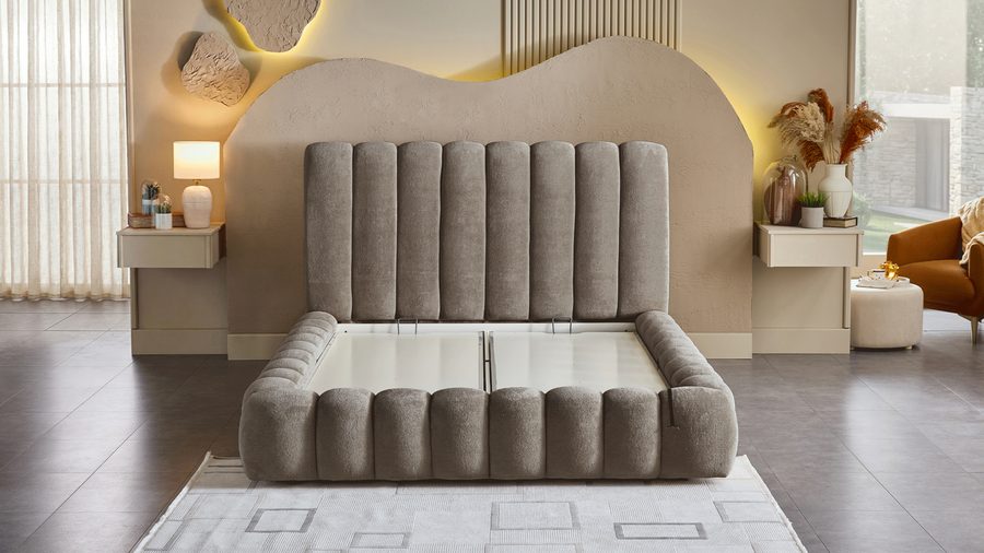 Bio Natura mit Kopfteil Bettgestell Set - Taupe