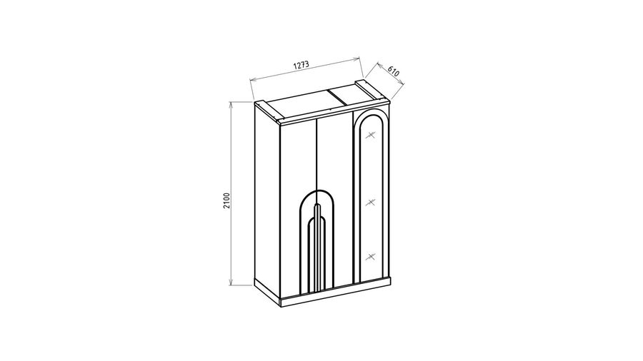 Boheems 3-türiger Kleiderschrank