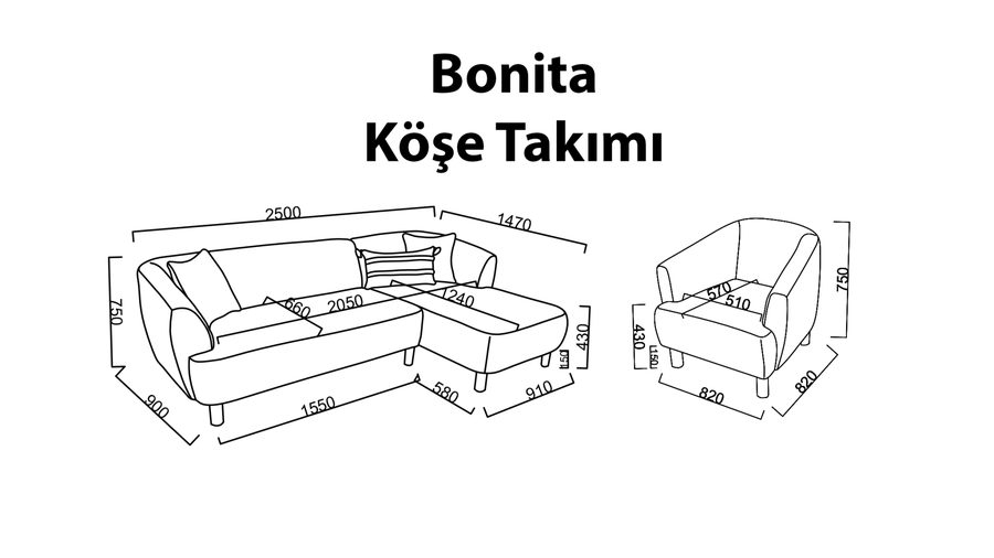 Bonita Ecksofa - Weiß