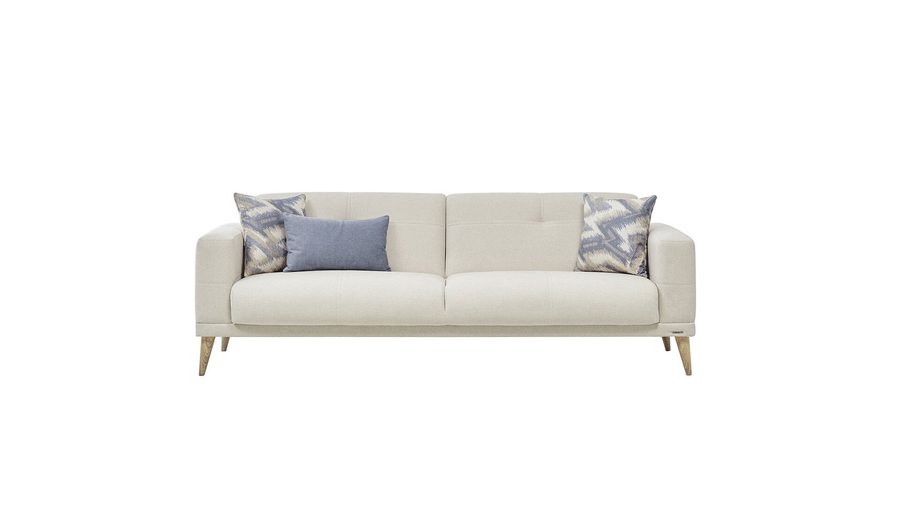 Caldera 3-Sitzer Sofa - Creme - Eiche-Füße