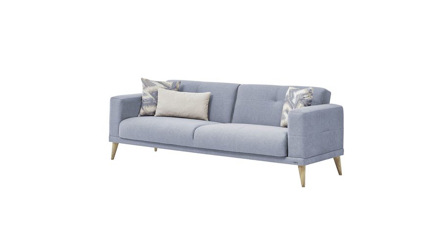 Caldera 3-Sitzer Sofa - Blau - Eiche-Füße
