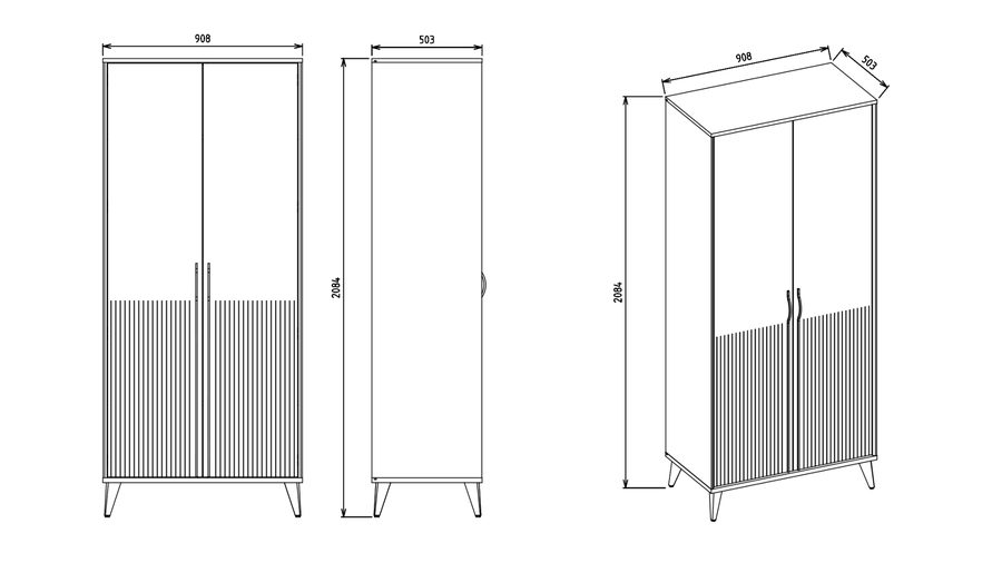 Canvas 2-türiger Kleiderschrank