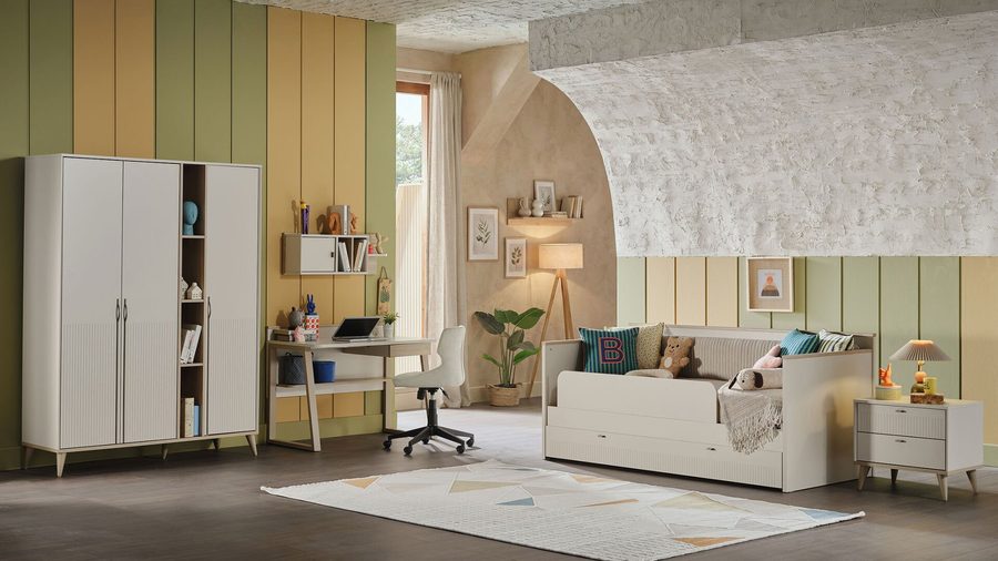 Canvas 3 -türig mit Regal Kleiderschrank
