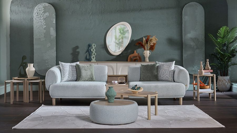 Claris 3-Sitzer mit Couchtisch Sofa - Mint Grün