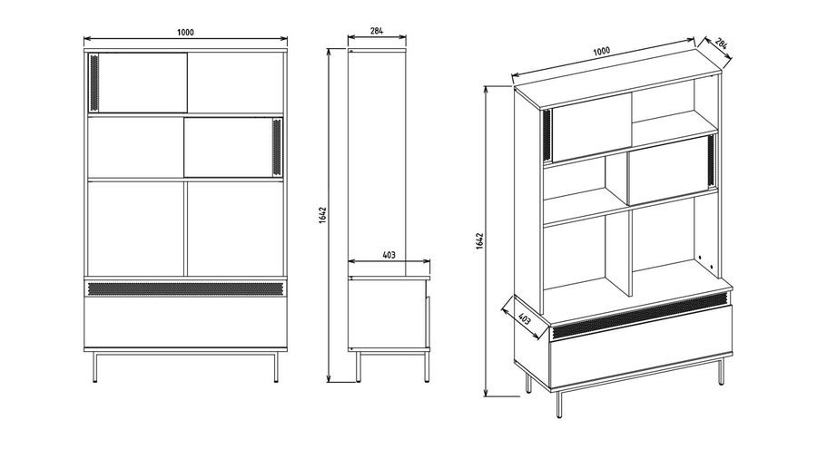 Denver mit Schrank Bücherregal