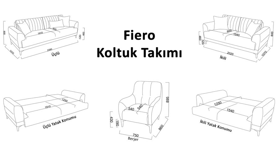 Fiero 2-Sitzer Sofa - Beige