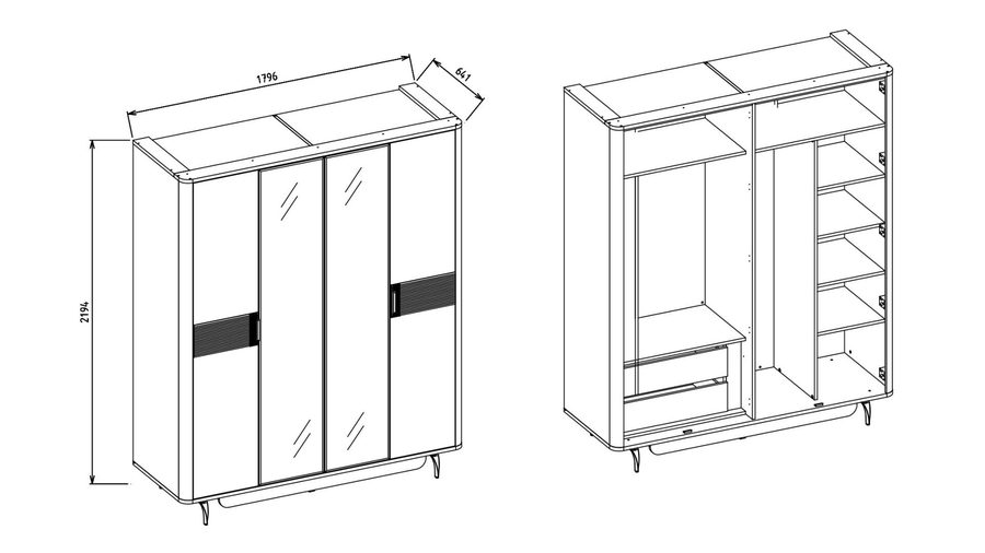 Larissa 4-türiger Kleiderschrank
