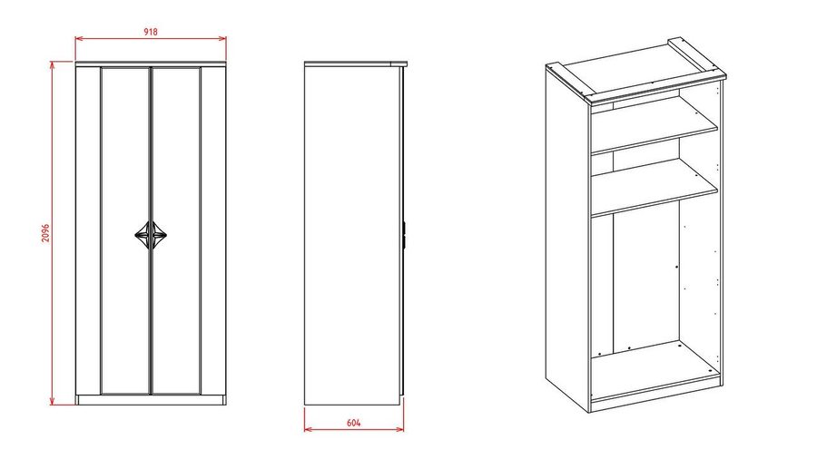 Leny 2-türiger Kleiderschrank