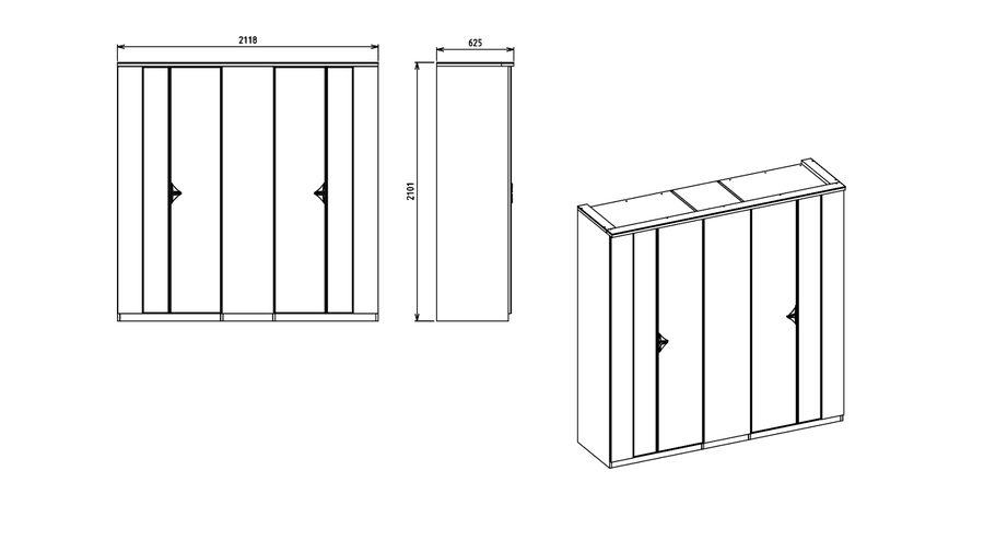 Leny 5-türiger Kleiderschrank