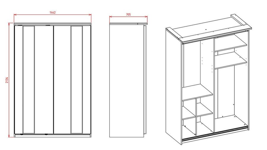 Leny Jugendzimmer Schwebetürenschrank