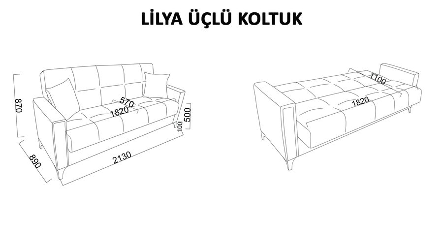 Lilya Kmp 3-Sitzer Sofa - Beige