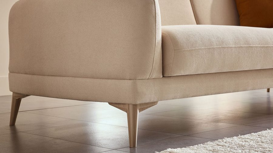 Livora 3-Sitzer Sofa - Beige - Eiche-Füße