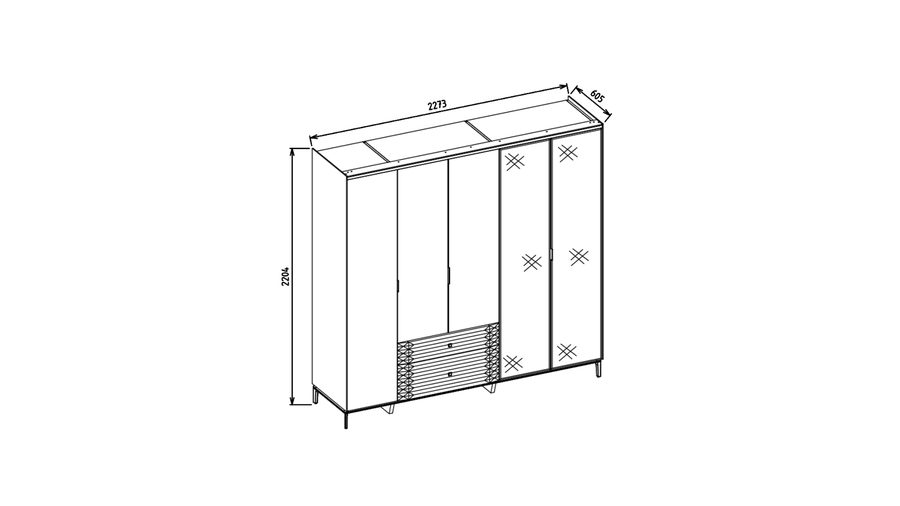 Loria 5-türiger Kleiderschrank