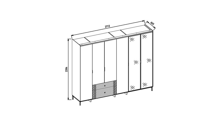 Loria 6-türiger Kleiderschrank