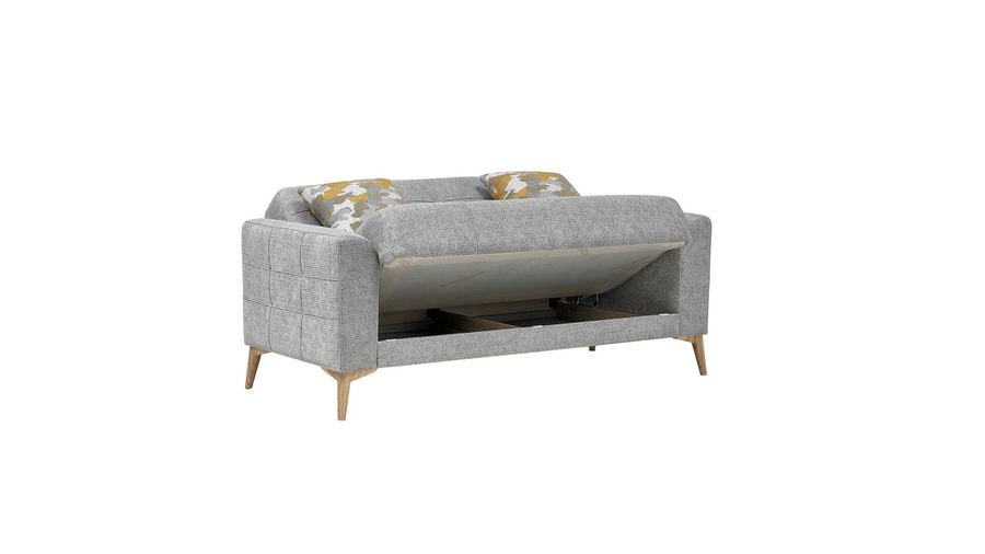 Luis 2-Sitzer Sofa - Grau - Eiche-Füße