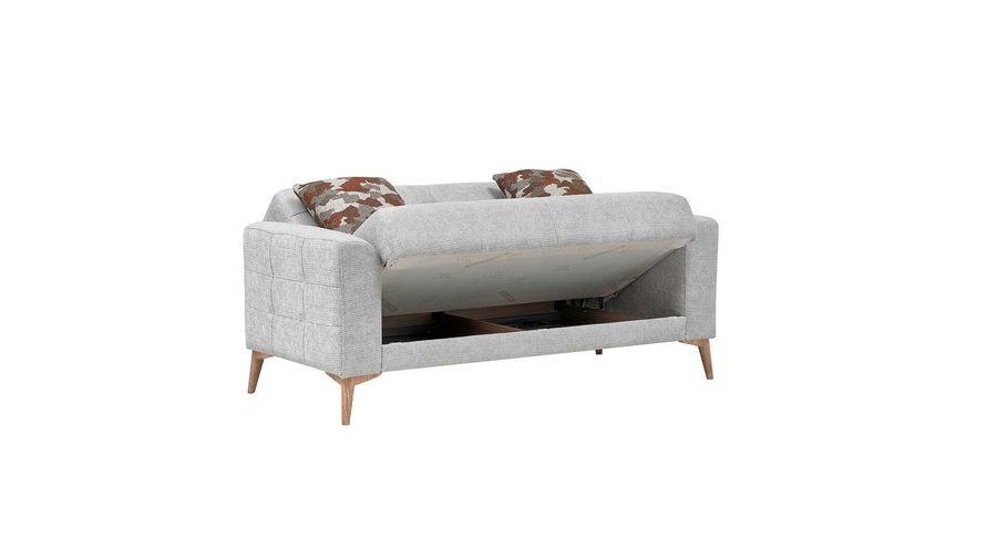 Luis 2-Sitzer Sofa - Stein Grau - Eiche-Füße