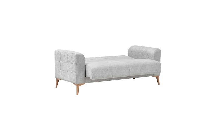 Luis 2-Sitzer Sofa - Stein Grau - Eiche-Füße