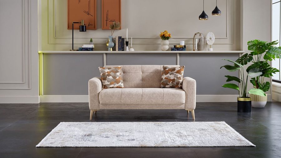 Luis 2-Sitzer Sofa - Taupe - Eiche-Füße