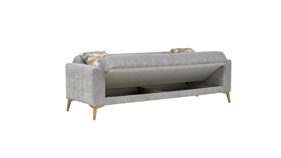 Luis 3-Sitzer Sofa - Grau - Eiche-Füße