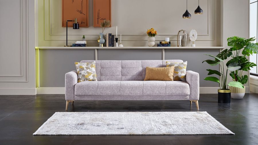 Luis 3-Sitzer Sofa - Grau - Eiche-Füße