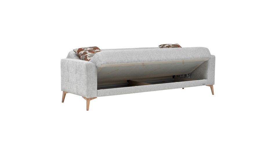 Luis 3-Sitzer Sofa - Stein Grau - Eiche-Füße