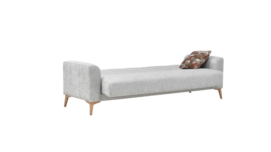 Luis 3-Sitzer Sofa - Stein Grau - Eiche-Füße