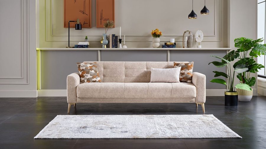 Luis 3-Sitzer Sofa - Taupe - Eiche-Füße