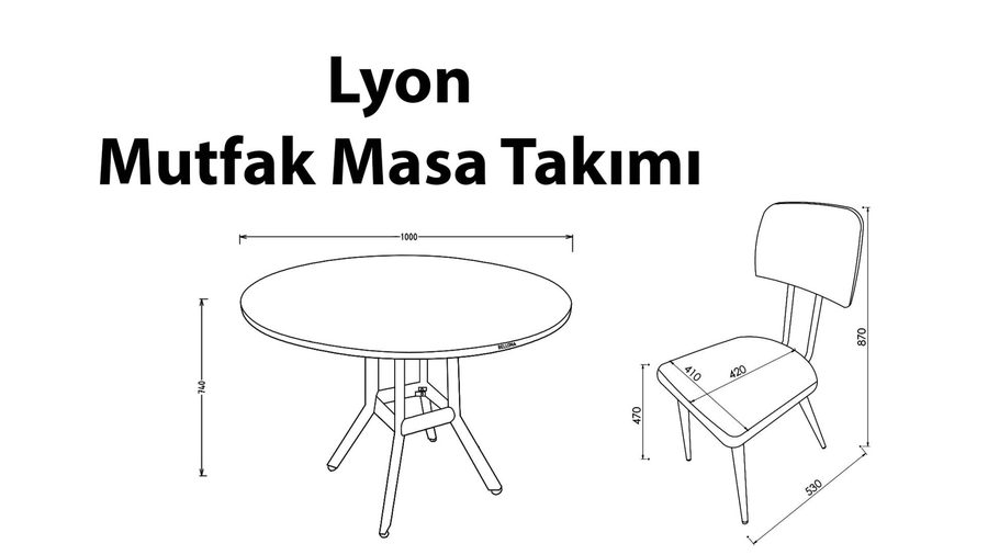 Lyon Küchentisch-Set - Schwarz