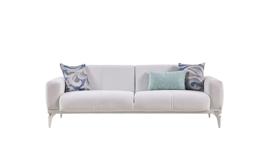 Majer S 3-Sitzer Sofa - Grau - weiße Füße