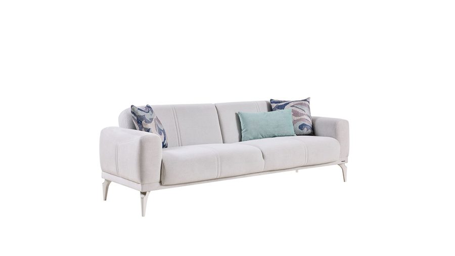 Majer S 3-Sitzer Sofa - Grau - weiße Füße