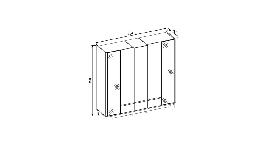 Marietta 5-türiger Kleiderschrank Cam -türig