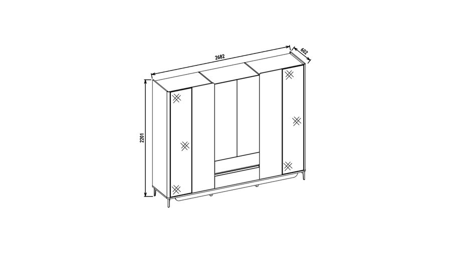 Marietta 6-türiger Kleiderschrank Cam -türig