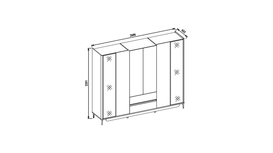 Marietta 6-türiger Kleiderschrank