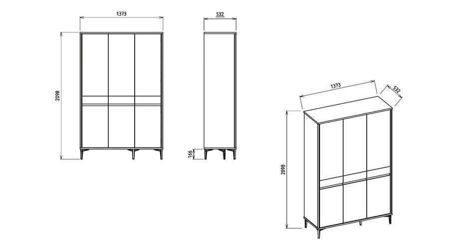Mona 3-türiger Kleiderschrank