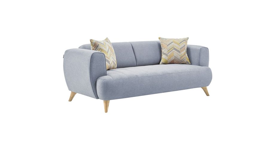 Mona 2-Sitzer Sofa - Blau - Eiche-Füße