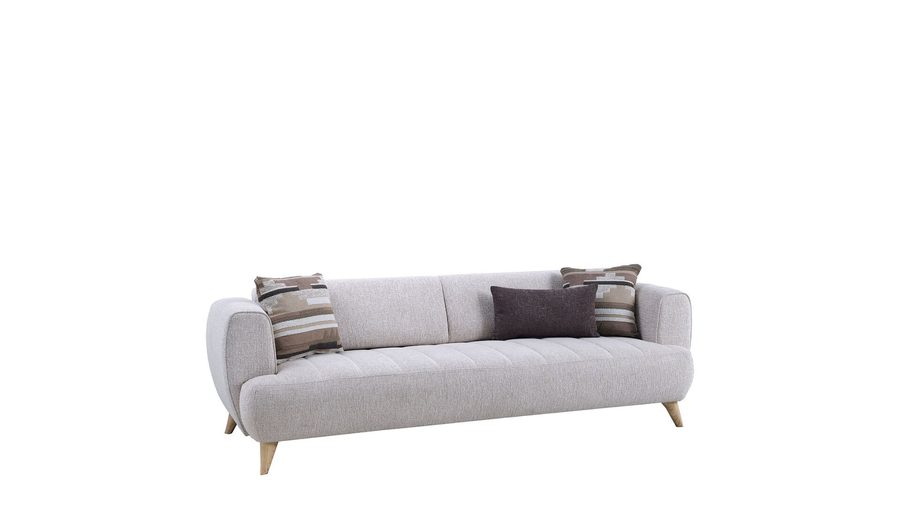 Mona 3-Sitzer Sofa - Beige - Eiche-Füße