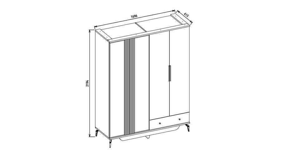Montella 4-türiger Kleiderschrank
