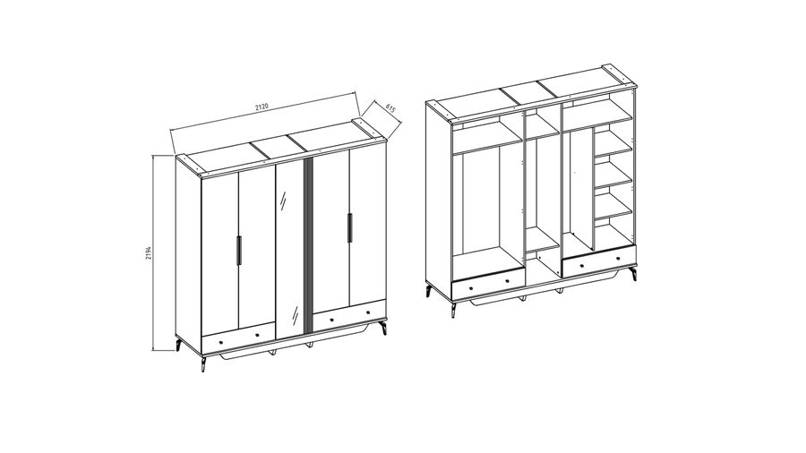 Montella 5-türiger Kleiderschrank