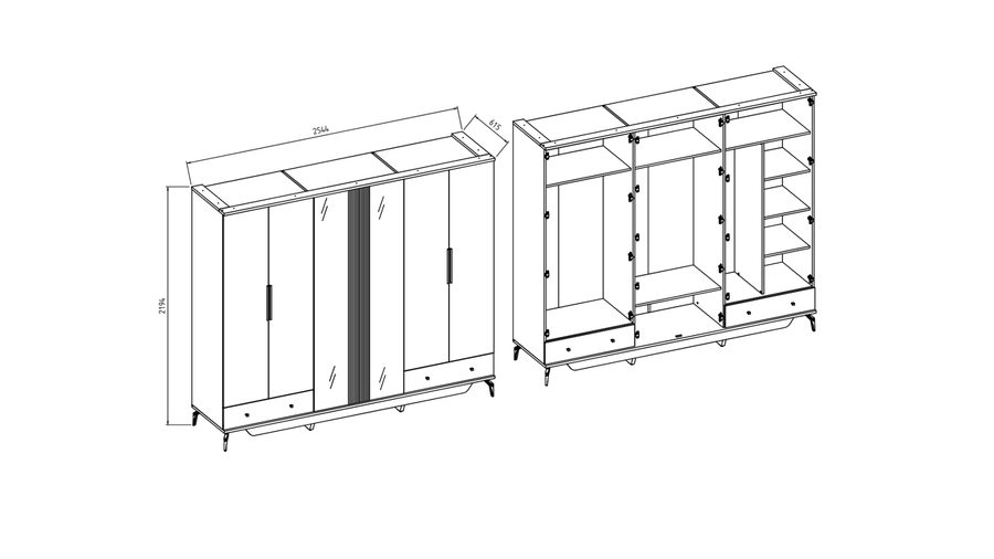 Montella 6-türiger Kleiderschrank