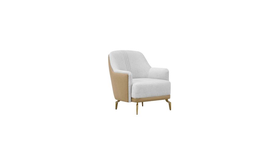 Montella Ohrensessel - Taupe - Braun - goldene Füße