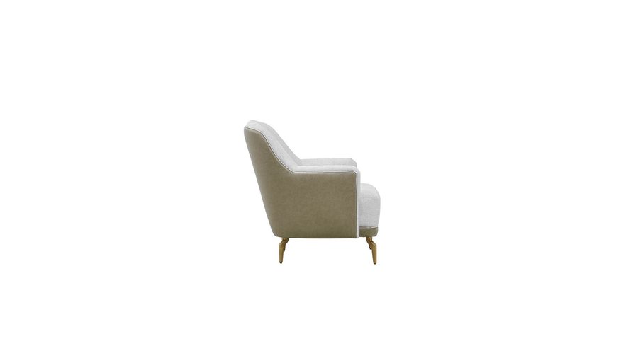 Montella Ohrensessel - Taupe - Grün - goldene Füße